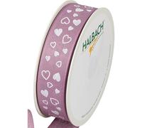 Halbach Seidenbänder Nastro regalo "cuori", larghezza 25 mm, lunghezza 18 m, nastro stampato con motivo a cuori, nastro perfetto per matrimonio o San Valentino, colore: bianco