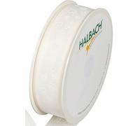 Halbach Seidenbänder Nastro regalo "cuori", larghezza 25 mm, lunghezza 18 m, nastro stampato con motivo a cuore, nastro perfetto per matrimonio o San Valentino, colore: crema/bianco