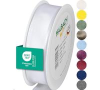 Halbach Seidenbänder Nastro regalo di alta qualità con bordo in filo, larghezza 25 mm, lunghezza 25 m, certificato Öko-Tex 100, prodotto in Germania, colore: bianco