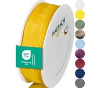 Halbach Seidenbänder Nastro regalo di alta qualità con bordo in filo metallico, larghezza 25 mm, lunghezza 25 m, certificato Öko-Tex 100, prodotto in Germania, colore: giallo