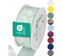 Halbach Seidenbänder Nastro regalo di alta qualità con bordo in filo metallico, larghezza 40 mm, lunghezza 25 m, certificato Öko-Tex 100, prodotto in Germania, colore: menta chiaro