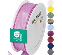 Halbach Seidenbänder Nastro regalo di alta qualità con bordo metallico, larghezza 25 mm, lunghezza 25 m, certificato Öko-Tex 100, nastro in taffettà, prodotto in Germania, colore: rosa