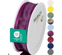 Halbach Seidenbänder Nastro regalo di alta qualità con bordo metallico, larghezza 25 mm, lunghezza 25 m, certificato Öko-Tex 100, prodotto in Germania, colore: viola scuro