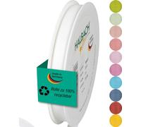 Halbach Seidenbänder Nastro regalo | larghezza 10 mm lunghezza 25 m | nastro prodotto in Germania | nastri regalo in varietà di colori e larghezze, perfetto per confezionare e decorare, colore: bianco
