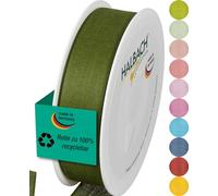 Halbach Seidenbänder Nastro regalo | larghezza 25 mm lunghezza 25 m | nastro prodotto in Germania | nastri regalo in diversi colori e larghezze, perfetto per confezionare e decorare, colore: verde
