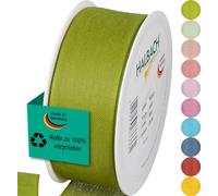 Halbach Seidenbänder Nastro regalo | larghezza 40 mm lunghezza 25 m | nastro prodotto in Germania | nastri regalo in varietà di colori e larghezze, perfetto per confezionare e decorare, colore: verde