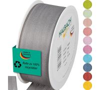 Halbach Seidenbänder Nastro regalo | larghezza 40 mm lunghezza 25 m | nastro prodotto in Germania | nastri regalo in varietà di colori e larghezze, perfetto per confezionare e decorare, colore: grigio
