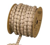 Halbach Seidenbänder Passamontagna con pompon, larghezza 8 mm, lunghezza 15 m, nastro con pompon, decorazione per matrimoni, feste in giardino, colore: beige