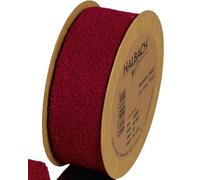 Halbach Seidenbänder Teddy tessuto decorativo | Larghezza: 40 mm Lunghezza: 10 m | Nastro in pelliccia sintetica per fai da te e cucito, colore: rosso vinaccia
