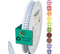 Halbach Seidenbänder Vichy - Nastro a quadretti per confezioni regalo, larghezza 10 mm, colore: Azzurro