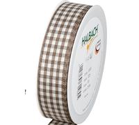 Halbach Seidenbänder Vichy Nastro per confezioni regalo, 25 mm, marrone scuro, a quadri, per celebrazioni