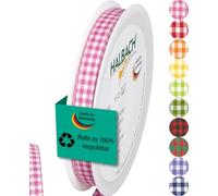 Halbach Seidenbänder Vichy - Nastro rosa a quadri per confezioni regalo, nastro per celebrazioni, 10 mm
