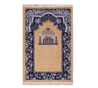 Halbur Tappeto Preghiera Islamico, Tappeto da Preghiera, Islamico Seccade Ramadan Regali Donne Uomini, Architettura Islamica Tradizionale Kaaba Ricamo con Frange, Modello con Porta adArco e Fiori