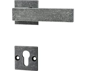 HALCÖ Maniglia per maniglia Lech - Maniglia per porta su rosetta quadrata PZ con molla ad alta resistenza - Maniglia per porta TS 50 mm, ferro