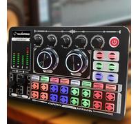 HALCONTORNO F999 Live Sound Board - Mixer audio con effetti, interfaccia audio per PC Mac iOS Android, scheda audio, registrazione live streaming podcasting, luce LED, mixer DJ, Soundboard, Voice