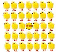 Halearo 60 Pezzi Mini Pulcini Gialli Pasquali Decorazione Giocattolo Peluche Figure di Pollo Statue di Animali da Fattoria 3 Cm Morbido Peluche con Plastica per Cestini Pasquali