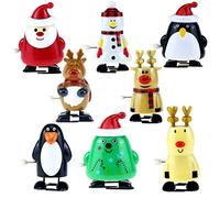 Halearo Giocattoli a Carica Natalizia Clockwork Senza Batteria 8 Pezzi | Meccanismo Senza Batteria, Plastica Liscia, 7,5 X 4 X 5 Cm, Ornamenti con Figure, Uso per Feste, Tutte le età, Gioco con i