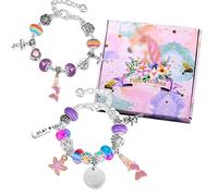 Halearo Kit per Creare Braccialetti con Sirena Fai-da-te per Bambini, Simpatico Set di Gioielli con Perline per Ragazze, Braccialetti Divertenti per Creare Giocattoli per Regali di Compleanno, (Viola)