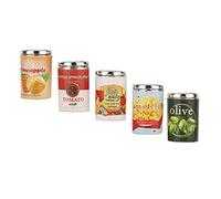 Halearo Mini Accessori per Bevande per Casa delle Bambole Set da 5 Pezzi con Lattine di Frutta in Miniatura per la Decorazione della Casa delle Bambole e Divertimento Artigianale (Cibo simulato 5