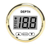 Halearo Profondimetro per Barche Display Digitale Allarme Impermeabile 52mm per Yacht da Pesca Marine Acciaio Inossidabile Antiappannamento (80000242 PLD2-WG-FTM quadrante bianco lunetta)