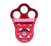 Halearo Puleggia da Arrampicata a Doppio Cuscinetto 30KN Piastra Laterale a 3 Fori con Scanalatura per Corda da 13 Mm Foro per Asse da 16 Mm per Arrampicata su Roccia Accesso con Fune di (Rossa)