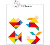 Halearo Puzzle Tangram in Legno da 7 Pezzi per Bambini, Giocattolo Educativo Regalo per Bambini Dai 3 Anni in su, Sviluppo Cognitivo, Non Tossico (colorata)