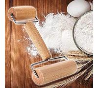Halearo Rullo a Doppia Testa per Mattarello in Legno per Preparare Facilmente Pizza e Gnocchi - Design Sicuro in Legno Massello, Lunghezza 17,2 Pollici (Come mostrato)