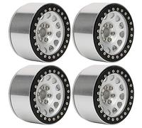 Halearo Ruota RC in Metallo da 4 Pezzi da 2,2 Pollici, Accessorio Durevole Ed Elegante per Crawler da Roccia, Adatto per Axial Wraith/SCX10, /Argento/Rosso (#)