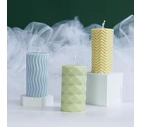 Halearo Stampo per Candele D'arte Moderna in Silicone Geometrico 3D per Realizzare Candele Come Regalo Decorativo Durevole (N. 1 stampo in silicone cilindrico a disegno)