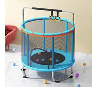 Halearo Trampolino Giocattolo Fitness per Bambini con Rete di Sicurezza e Canestro da Basket per Divertimento All'aperto Al Chiuso per Ragazzi e Ragazze, Misura 1,5 m. (Blu)