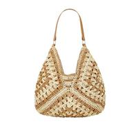 Halemet Borsa hobo in paglia da donna, vintage, borsa a tracolla per tutto, borsa da spiaggia, vacanze, lavoro, tutti i giorni, estate, Cachi, Taglia unica