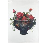 Half a Donkey Strofinaccio grande in cotone con calderone di rose rosse gotiche