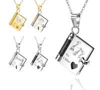 half-acre square pond Collana con libro personalizzato, Collana libro con 10 pagine incise su misura, Catena regolabile Perfetto per le donna, Regali di laurea per uomini, donna, familiari, amico