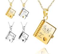 half-acre square pond Collana con libro personalizzato, Collana libro con 10 pagine incise su misura, Catena regolabile Perfetto per le donna, Regali di laurea per uomini, donna, familiari, amico