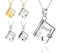 half-acre square pond Collana con libro personalizzato, Collana libro con 10 pagine incise su misura, Catena regolabile Perfetto per le donna, Regali di laurea per uomini, donna, familiari, amico