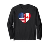 Half American Half Canadian Heart Flag Dual Heritage Maglia a Manica