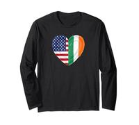 Half American Half Irish Heart Flag Dual Heritage Maglia a Manica
