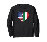 Half American Half Italian Heart Flag Dual Heritage Maglia a Manica