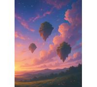 Half Blank Half Lined Journal - Floating Islands: A creative space for sketching, writing, and capturing inspired thoughts