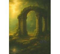 Half Blank Half Lined Journal - Forest Ruins: A creative space for sketching, writing, and capturing inspired thoughts