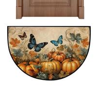 Half Circle Door Mat Indoor | 23.62x35.43 Inches Non Slip Washable Kitchen Carpet - Butterfly Outdoor Rug | For Outdoor Indoor Entrance Entryway Kitchen Bathroom Floor Porch Home