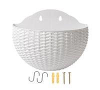 Half Circle Planter - Rustic Faux Rattan Basket, Wall Hanging Flower Pot