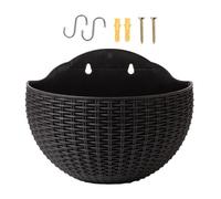 Half Circle Planter - Rustic Faux Rattan Basket, Wall Hanging Flower Pot