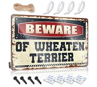 Half Cool Wall Art, Decore Private Beware Of Wheaten Terrier | Decorazione per le giornate della fattoria (30 x 40 cm)