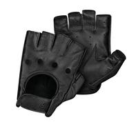 GUANTI MEZZE DITA DA MOTO MOTORE IN MORBIDA PELLE CUCITI A MANO NERI XL