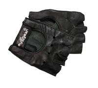 GUANTI MEZZE DITA DA MOTO MOTORE IN MORBIDA PELLE CUCITI A MANO NERI XL