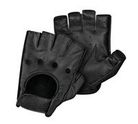 GUANTI MEZZE DITA DA MOTO MOTORE IN MORBIDA PELLE CUCITI A MANO NERI XL