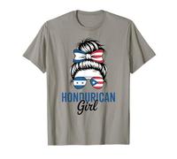 Half Honduran Puerto Rican Pride Two Flags One Heart Maglietta