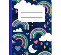 Half Lined Half Blank Copybook A4: Top plain and Bottom Wide Line Ruled - Exercise Book - Rainbow Cover - School Books - 100 Pages.