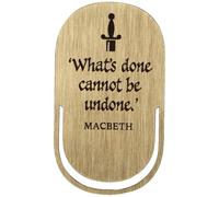 Half Moon Bay Segnalibro in lega di zinco nero e oro smaltato con scritta in lingua inglese "What's Done Cannot Be Undone Shakespeare Macbeth", 11,1 x 4,3 cm